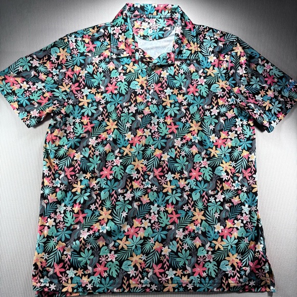 Chubbies Multicolor Floral Tucan Men's Polo Shirt - Picture 1 of 9